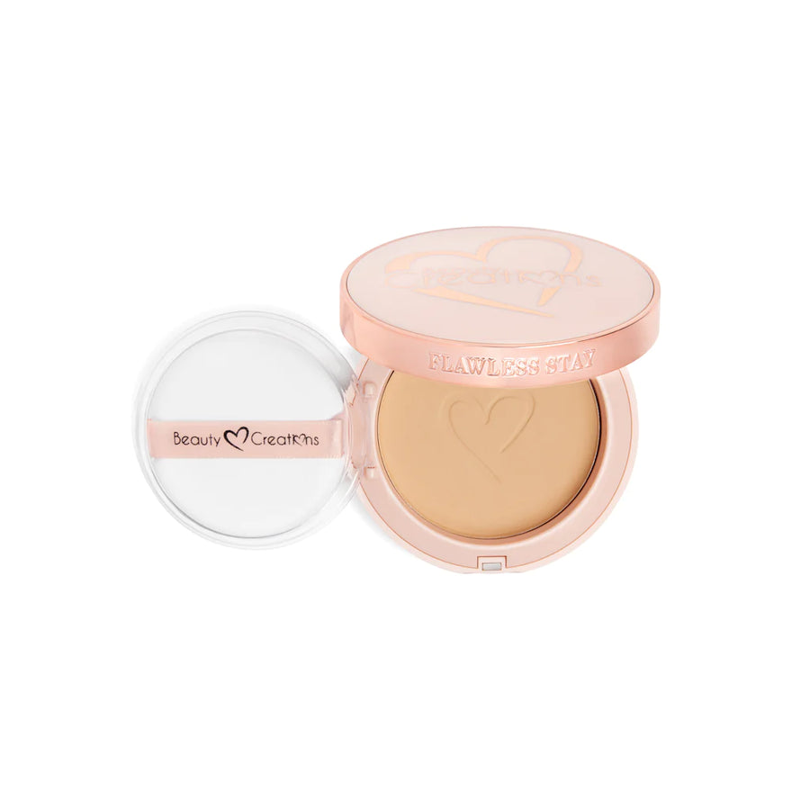 Powder Foundation -Beauty Creations Fawless Stay. Polvo doble función