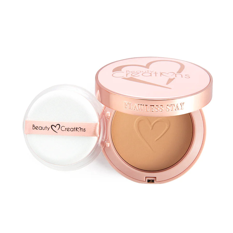 Powder Foundation -Beauty Creations Fawless Stay. Polvo doble función