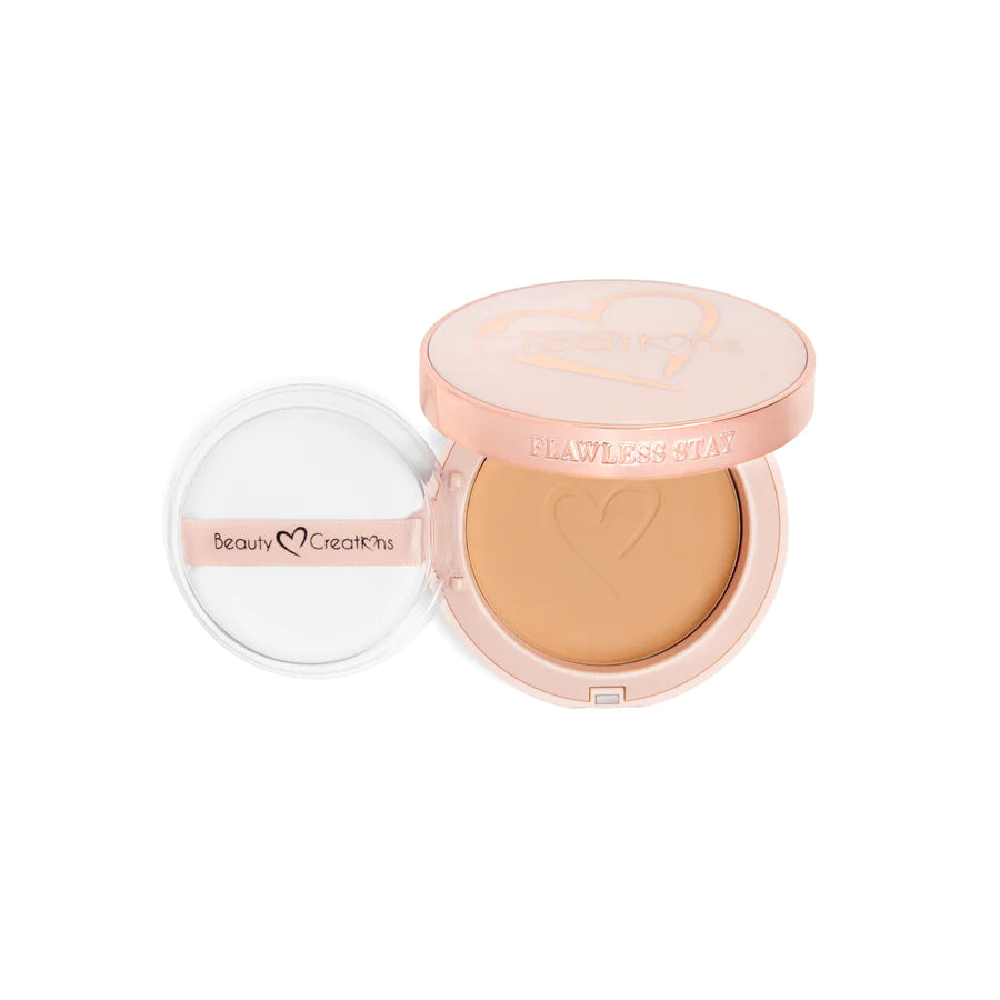 Powder Foundation -Beauty Creations Fawless Stay. Polvo doble función